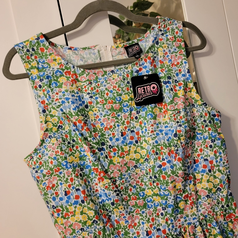 Retrolicious 4876 Painted Floral Midi Dress XL NWT - Picture 2 of 5